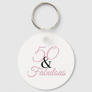 50 en fabulous verjaardag Pink Simple Sleutelhanger