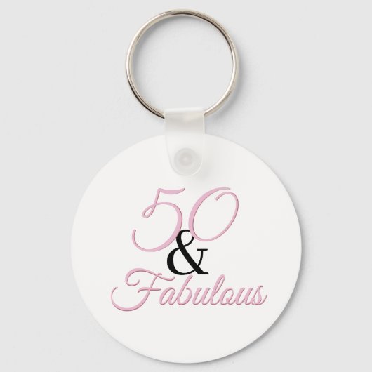 50 en fabulous verjaardag Pink Simple Sleutelhanger (Voorkant)