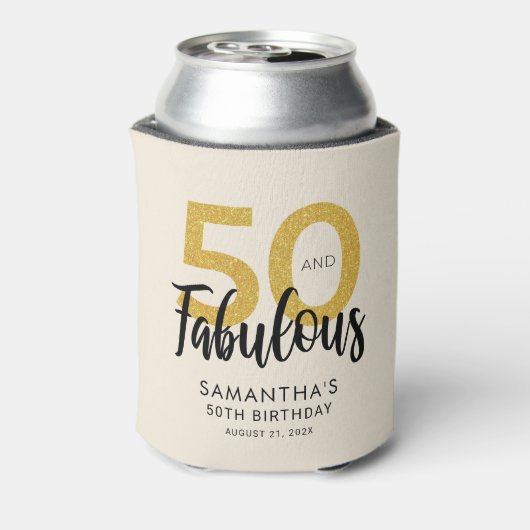 50 en Fabulous Verjaardag Script Party Custom Blikjeskoeler (Blikje Achterkant)