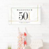 50 en Fabulous Verjaardag Zwart en Goud Spandoek (Insitu)