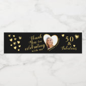 50 en Fabulous Verjaardag Zwart Goud Dank u Waterfles Etiket (Enkel label)
