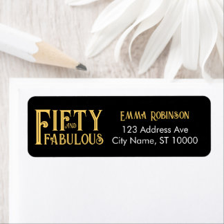 "50 en Fabulous" Verjaardagsfeest Adres Etiket