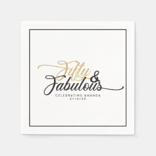 50 en Fabulous Verjaardagsfeest Faux Goud en Zwart Servet