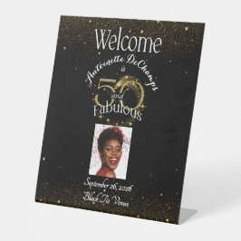 50 en Fabulous Verjaardagsfeest Gepersonaliseerde Reclamebord Met Voetstuk