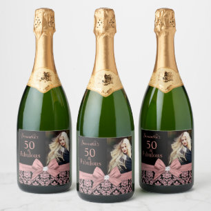 50 en fabulous verjaardagspartij flesetiket sparkling wijnetiket
