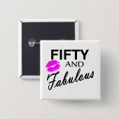 50 en Fabulous Vierkante Button 5,1 Cm (Voorkant /achterkant)