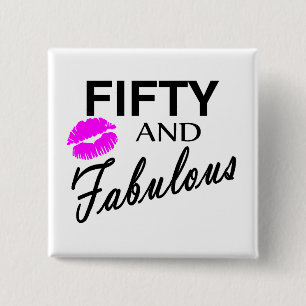 50 en Fabulous Vierkante Button 5,1 Cm
