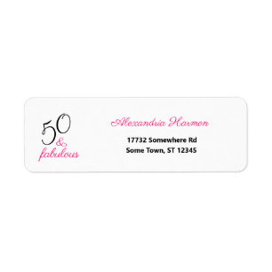 50 en Fabulous Vijftigste Roze en Zwart Etiket