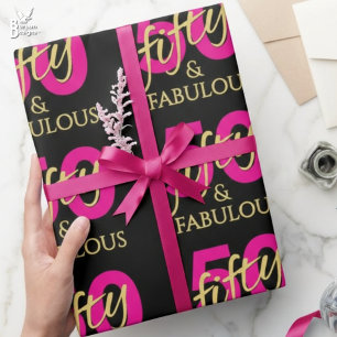 50 en Fabulous Vijftigste Verjaardag Cadeaupapier
