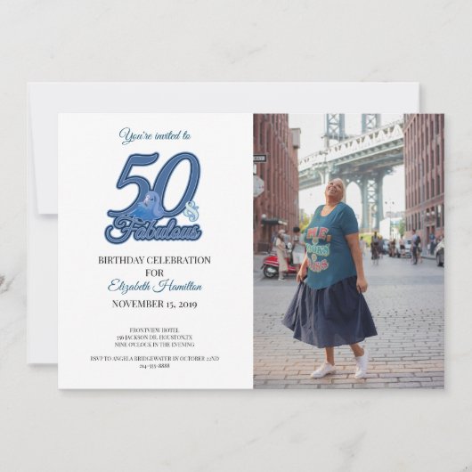 50. en Fabulous Vijftigste verjaardag Kaart (Voorkant)
