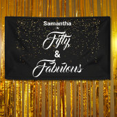 50 en Fabulous Zwart Goud Glitter Gepersonaliseerd Spandoek