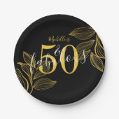 50 en Fabulous Zwart & Goud Modern Papier Bord (Voorkant)
