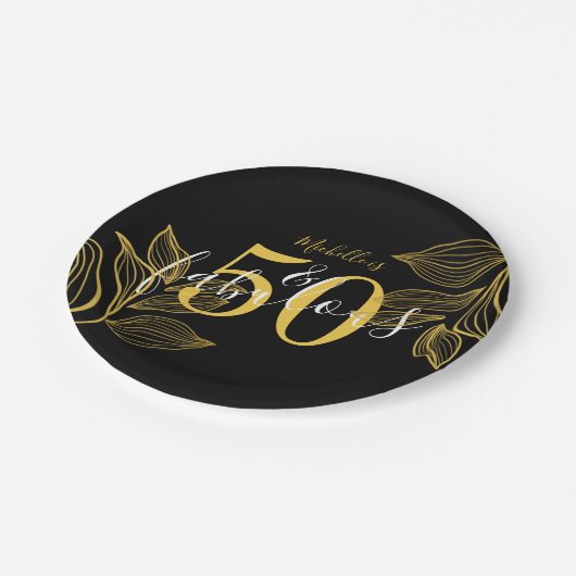50 en Fabulous Zwart & Goud Modern Papier Bord (Gekanteld)