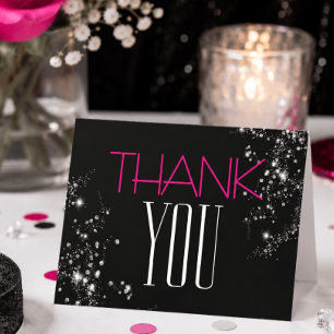 50 en Fabulous Zwart Roze Glam Glitter Verjaardag Bedankkaart