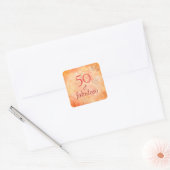 50 en fantastisch  Blush Roos Bloemen Vierkante Sticker (Envelop)