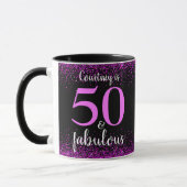 50 en fantastisch dun roze en zwart op maat mok (Links)