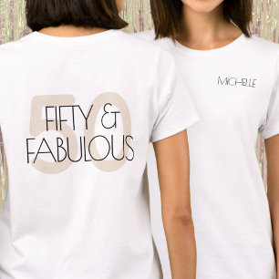 50 en fantastisch Modern Beige Vijftig Verjaardags T-shirt