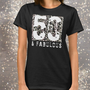 50 en fantastische aangepaste glitter verjaardagsf t-shirt