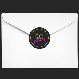 50 en fantastische Chic Black Gold Party-uitnodigi Ronde Sticker