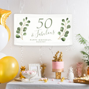 50 en fantastische elegante eucalyptus verjaardags spandoek