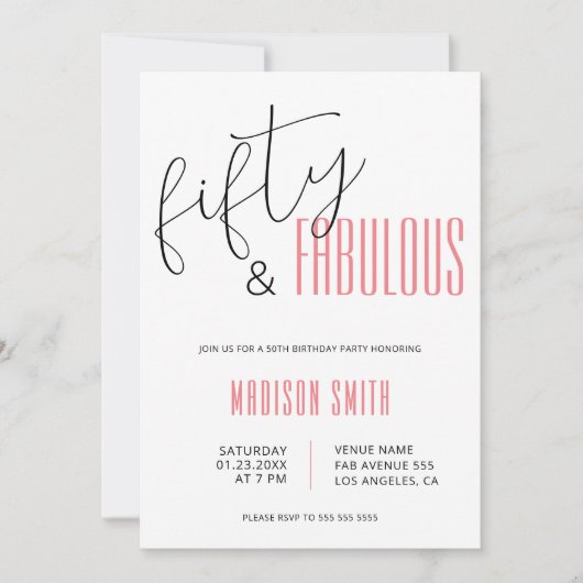 50 en fantastische foto 50e verjaardag uitnodiging (Voorkant)