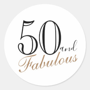 50 en fantastische moderne elegante vrouw verjaard ronde sticker