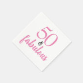 50 en fantastische roze en zwarte verjaardag servet (Hoek)