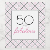 50 en fantastische roze verjaardag wijn etiket (Enkel label)