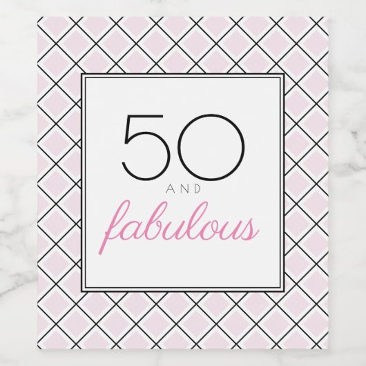 50 en fantastische roze verjaardag wijn etiket (Enkel label)