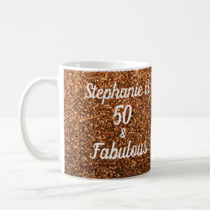 50 en fantastische verjaardag gouden glitter spran koffiemok