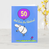 50 en fantastische verjaardag grappige schaap cart kaart (Gele Bloem)