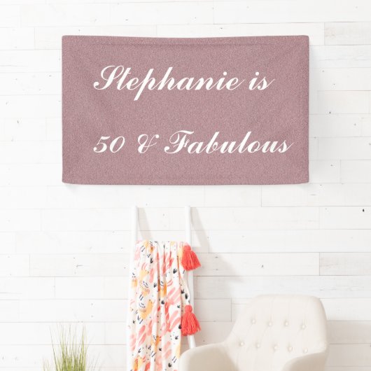 50 en fantastische verjaardag Marsala Roze Wit Cla Spandoek (Insitu)