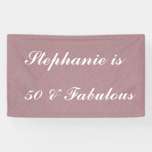 50 en fantastische verjaardag Marsala Roze Wit Cla Spandoek