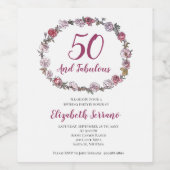 50 en feestdag wijn etiket (Enkel label)