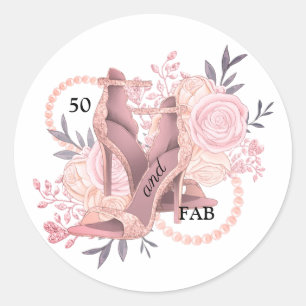 50 en fouillerende Roos goudschoen en Rozen Ronde Sticker