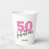 50 en geweldig cadeau 50th Birthday party roze Papieren Bekers (Achterkant)