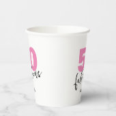 50 en geweldig cadeau 50th Birthday party roze Papieren Bekers (Links)