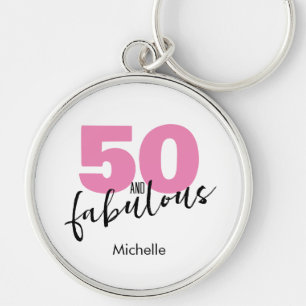 50 en geweldig cadeau 50th Verjaardag roze Sleutelhanger