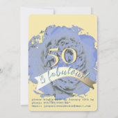  50 en geweldig! Foto/beige&blauwe verjaardag (Achterkant)