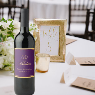 50 en geweldig op stijlvol paars met naamdatum wijn etiket
