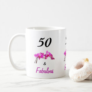 50 en geweldig roze, trots op 50 foto's koffiemok