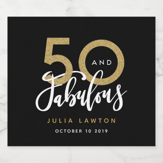 50 en geweldig stijlvol feest sparkling wijnetiket (Enkel label)