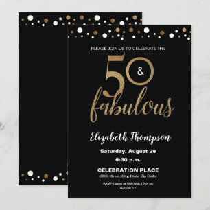 50 en geweldige Birthday Gold en zwarte Confetti Kaart
