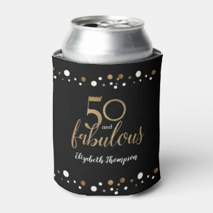 50 en geweldige gouden zwarte confetti naam blikjeskoeler
