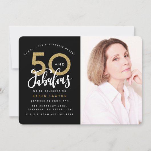 50 en geweldige uitnodiging voor verjaardagsfeestf (Voorkant)