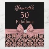 50 en geweldige verjaardagsfeestdag monogram wijn wijn etiket (Enkel label)