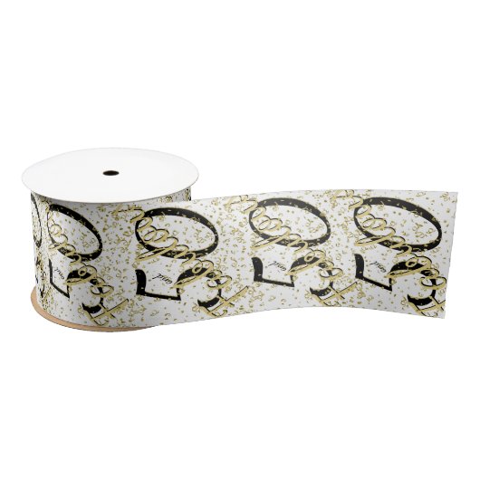 50 en het Fabulous Birthday Black/Gold Script Patt Lint (Spoel)