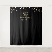 50 en knap 50ste verjaardag Zwart Goud achtergrond Wandkleed (Voorkant)