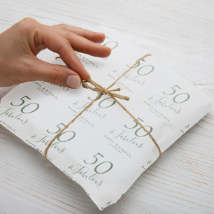 50 en prachtig naam gepersonaliseerde verjaardag  cadeaupapier