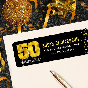 50 en prachtig zwart gouden folie stippen meisjesa etiket
